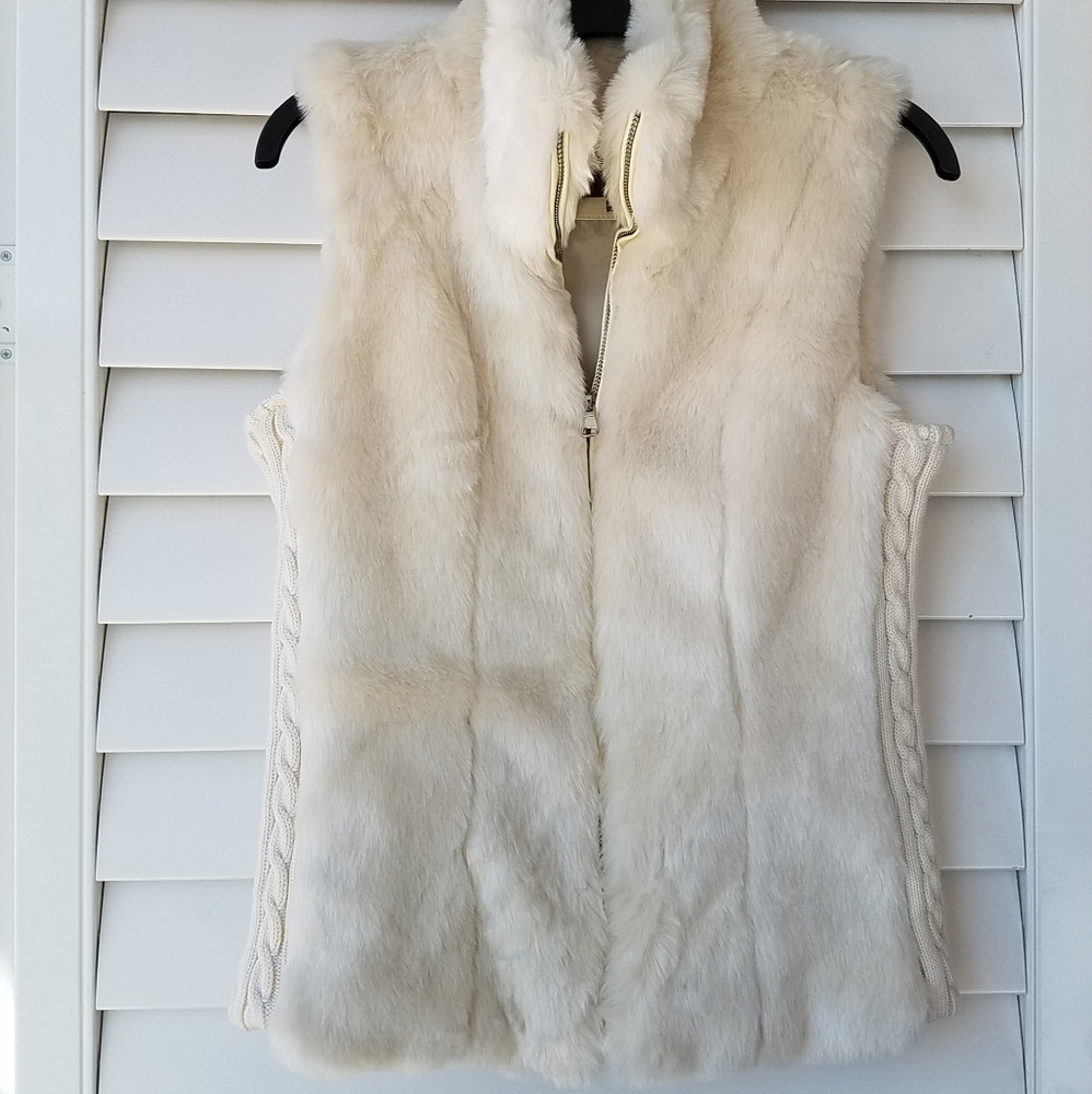 Cavalini Soft Faux Fur Cream Vest Size S
